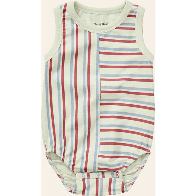 Stripe Mix Tank Onesie, Red/Blue Stripes