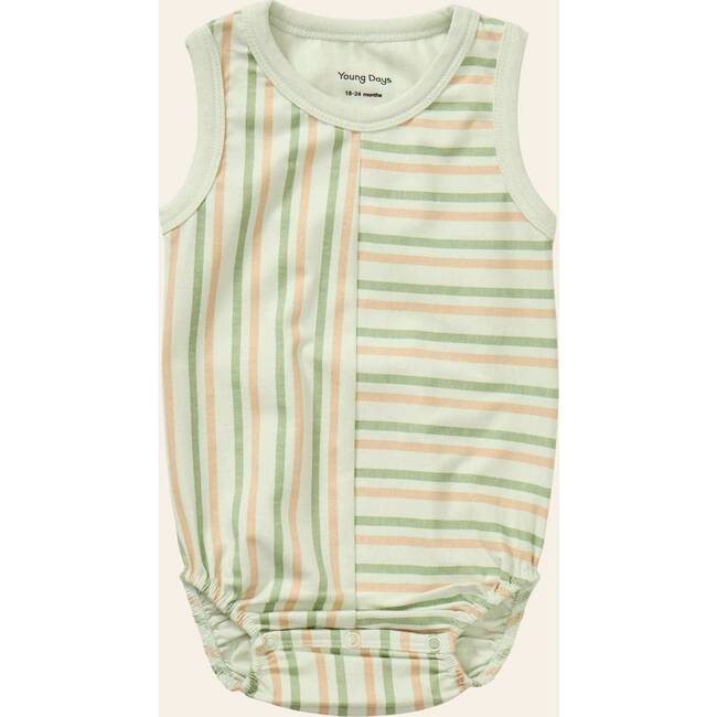 Stripe Mix Tank Onesie, Green Stripes