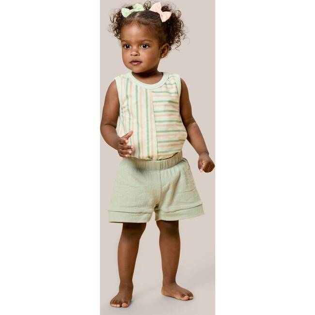 Stripe Mix Tank Onesie, Green Stripes - Onesies - 2