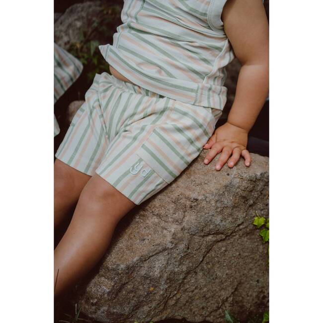 Stripe Mix Pocket Shorts, Green Stripes - Shorts - 2