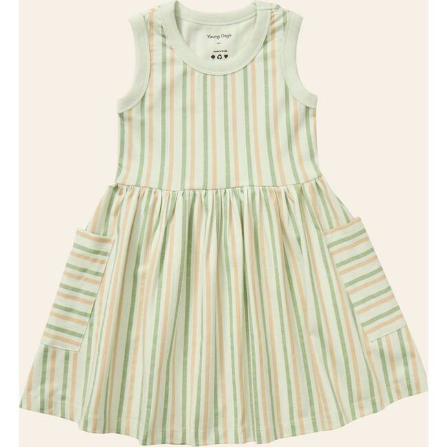 Stripe Mix Pocket Dress, Green Stripes