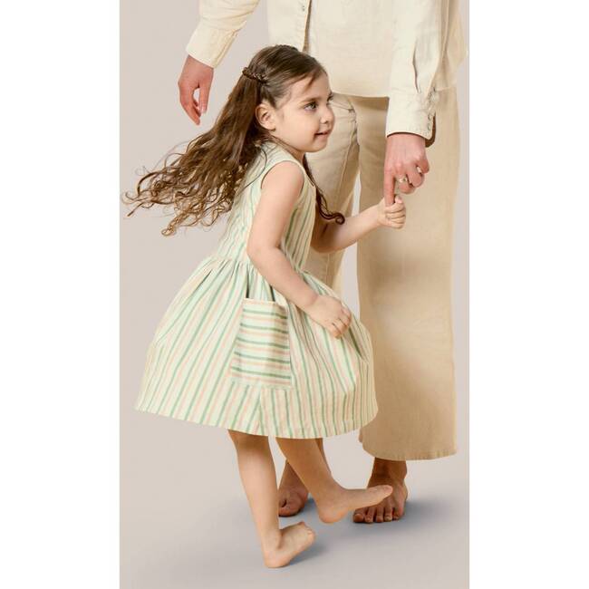 Stripe Mix Pocket Dress, Green Stripes - Dresses - 2