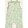 Printed Henley Romper, Green - Rompers - 1 - thumbnail