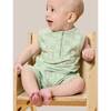 Printed Henley Romper, Green - Rompers - 2