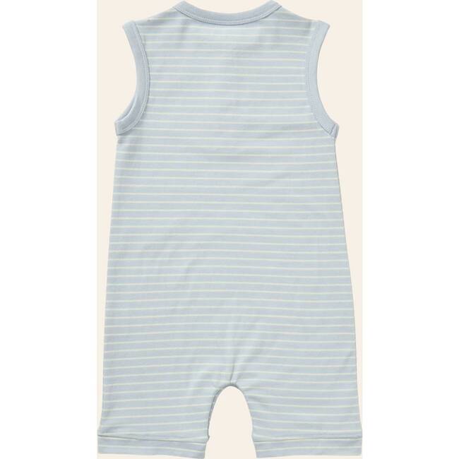 Printed Henley Romper, Stripes - Rompers - 3