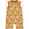 Printed Henley Romper, Orange - Rompers - 1 - thumbnail