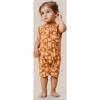 Printed Henley Romper, Orange - Rompers - 2