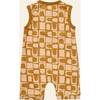 Printed Henley Romper, Orange - Rompers - 4