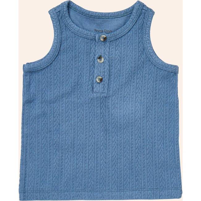 Henley Tank Top, Navy