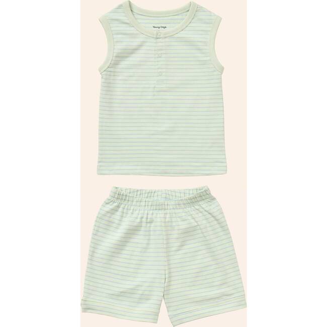Henley Tank Set, Green Stripes
