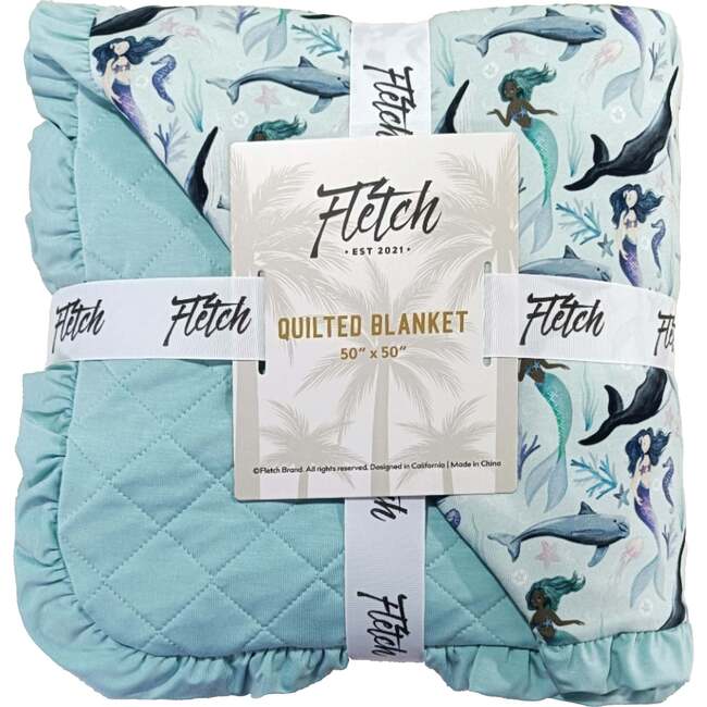 Seafoam Sparkle Ruffle Quilted Blanket