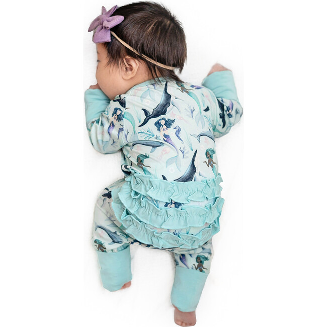 Seafoam Sparkle Ruffle Footie Snoozer
