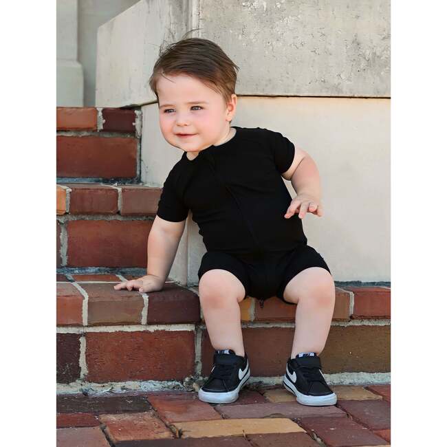 Midnight Ribbed Shorties - Rompers - 2
