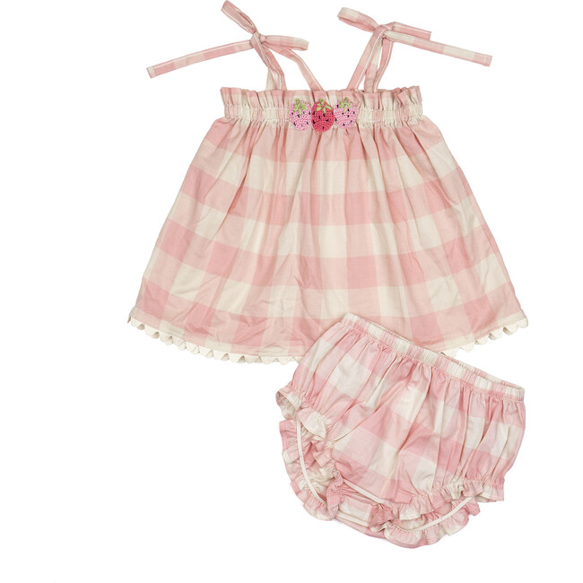 Strawberry Daisy Set, Pink Gingham