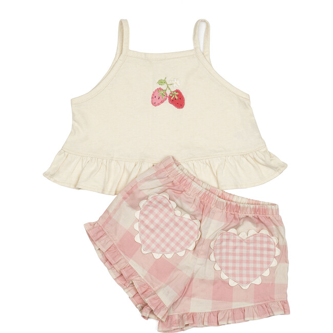 Ruffle Short Set, Strawberry Daisy