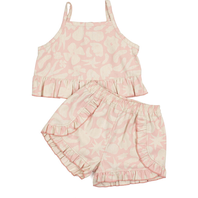 Ruffle Short Set, Coral Kiss