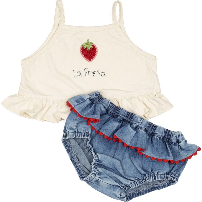 Ruffle Bloomer Set, La Fresa Denim