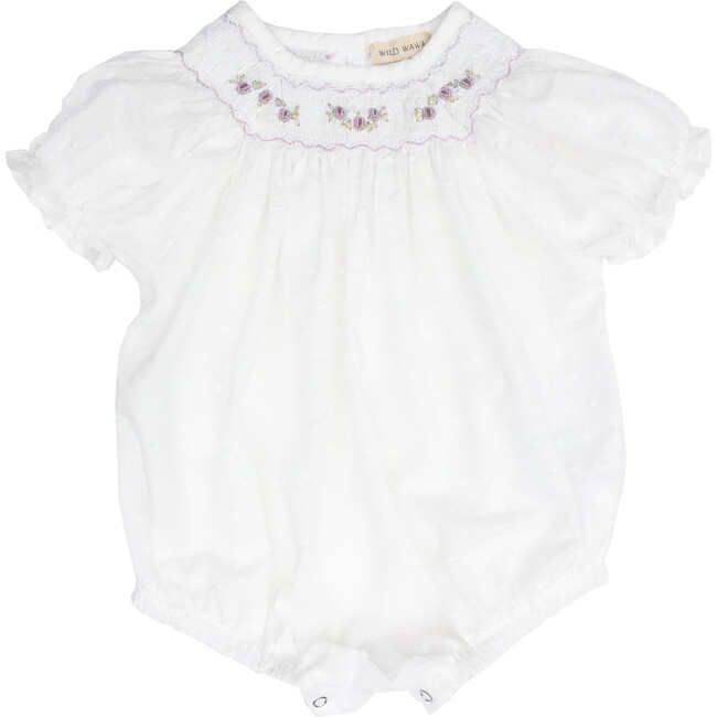 Iris Romper, Ivory Swiss Dot