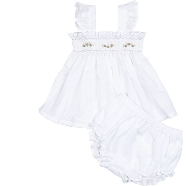 Flutter Smock Set, Ivory Swiss Dot