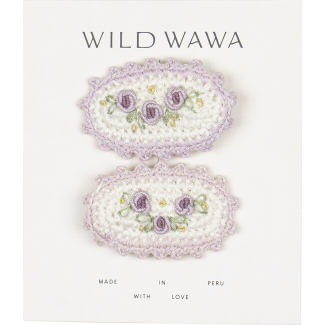 Crochet Clip Set, Lilac Bloom