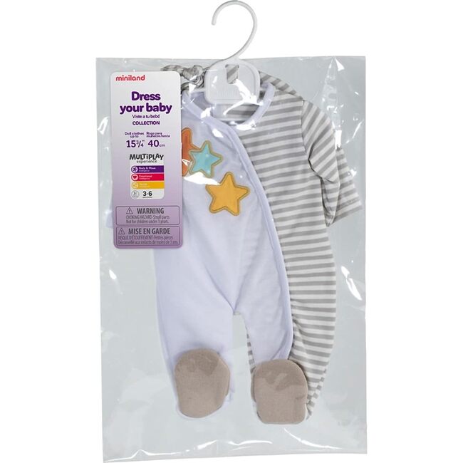 Gender Neutral Pajamas Outfit for 15 3/4" Baby Doll - Doll Accessories - 2
