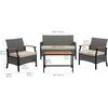 Teamson Home Wooden Armrests Outdoor Patio Furniture Conversation Set with Rattan Wicker Look - Outdoor Home - 6