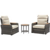 Teamson Home Outdoor Seating Wicker Frame & Wood Armrests Recliner Set in Gray - Outdoor Home - 1 - thumbnail