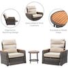 Teamson Home Outdoor Seating Wicker Frame & Wood Armrests Recliner Set in Gray - Outdoor Home - 3
