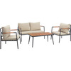 Teamson Home Cushioned Backrest & Wood Armrests Outdoor Conversation Set - Outdoor Home - 1 - thumbnail
