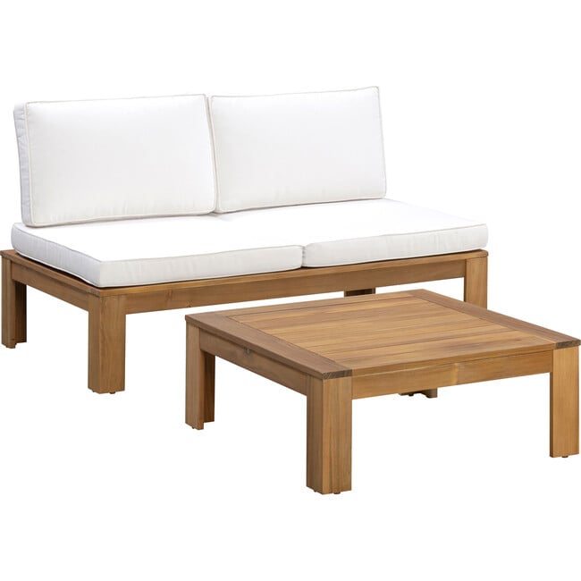 Teamson Home Acacia Modular Outdoor Sofa Set with Convertible Chaise Lounge, Natural Finish