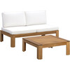 Teamson Home Acacia Modular Outdoor Sofa Set with Convertible Chaise Lounge, Natural Finish - Outdoor Home - 1 - thumbnail