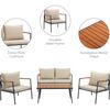 Teamson Home Cushioned Backrest & Wood Armrests Outdoor Conversation Set - Outdoor Home - 3