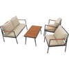 Teamson Home Cushioned Backrest & Wood Armrests Outdoor Conversation Set - Outdoor Home - 4