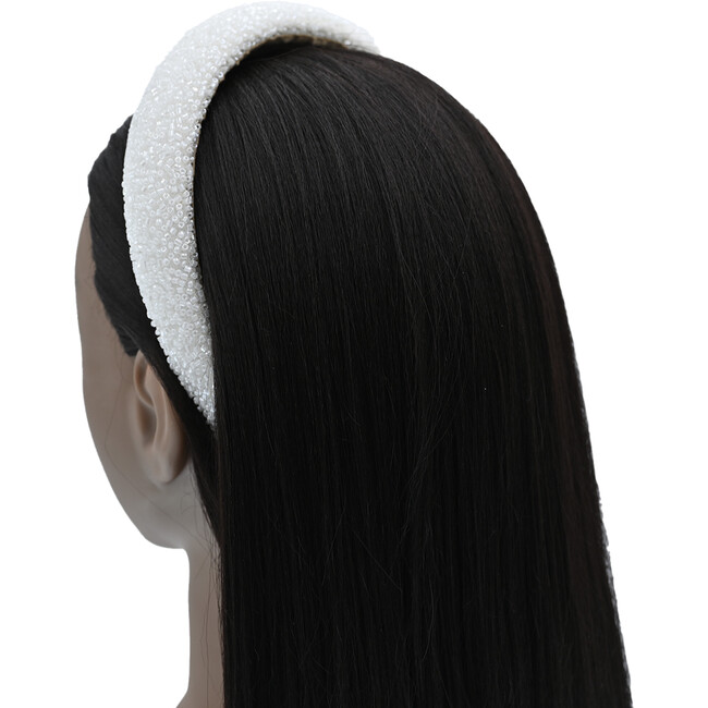 Multicolored Wide Beaded Headband, White - Headbands - 2
