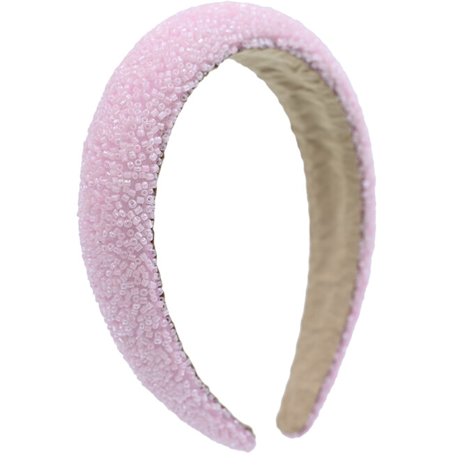Multicolored Wide Beaded Headband, Pink
