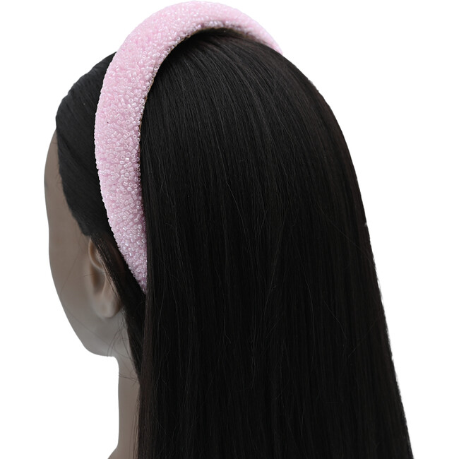 Multicolored Wide Beaded Headband, Pink - Headbands - 2
