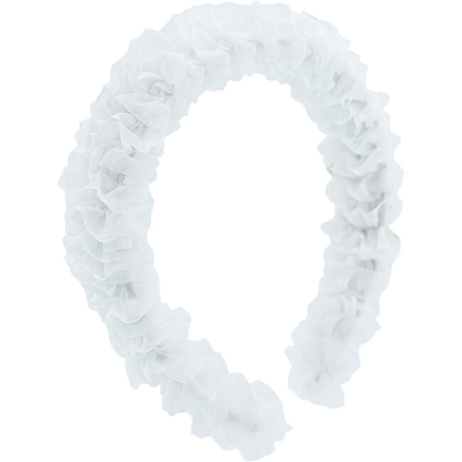Multicolored Tulle Ruffle Headband, White