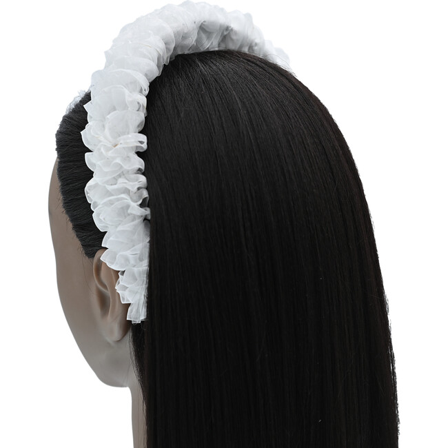 Multicolored Tulle Ruffle Headband, White - Headbands - 2