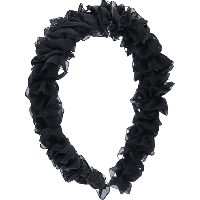 Multicolored Tulle Ruffle Headband, Black