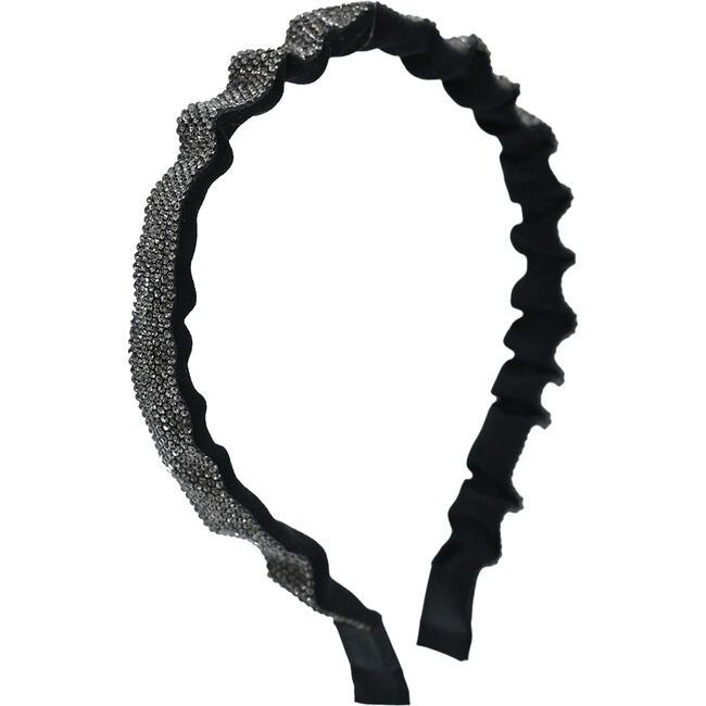 Multicolored Scrunched Rhinestone Headband, White