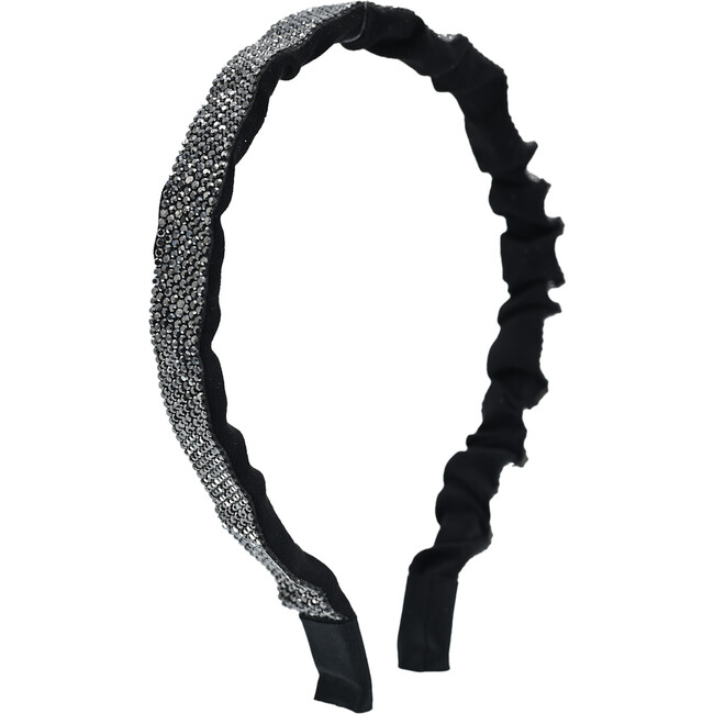 Multicolored Scrunched Rhinestone Headband, Dark Silver