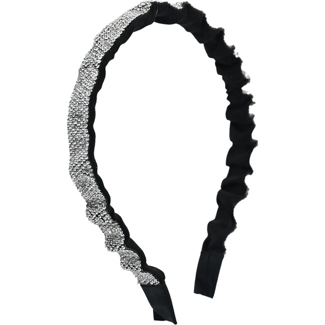 Multicolored Scrunched Rhinestone Headband, Gold