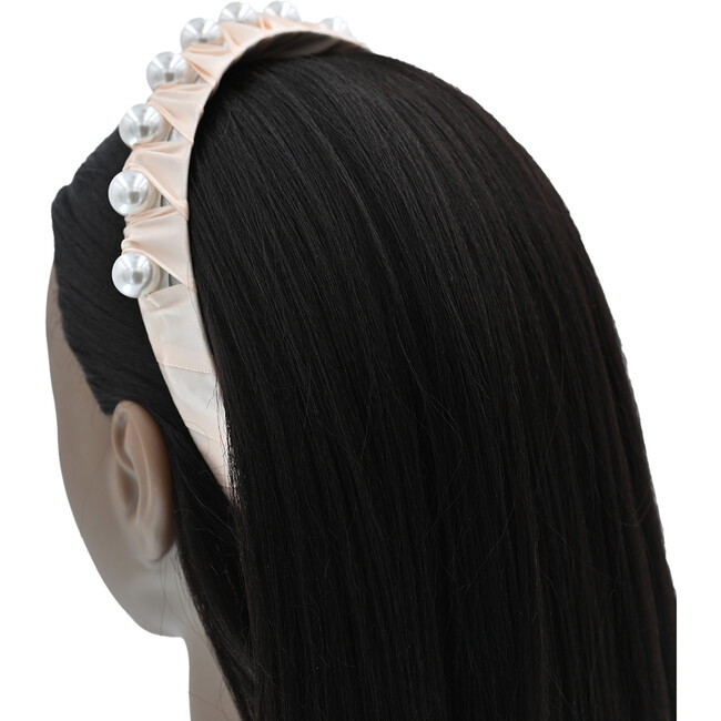 Multicolored Pearl Studded Headband, Mauve - Headbands - 2
