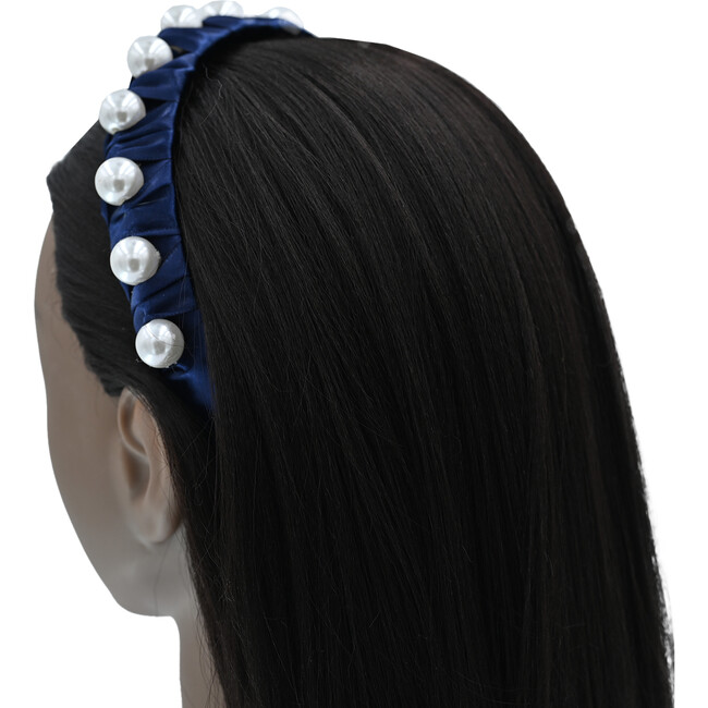 Multicolored Pearl Studded Headband, Ivory - Headbands - 2