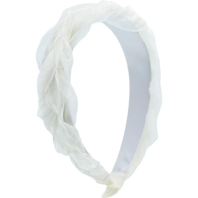 Multicolored Braided Tulle Headband, White