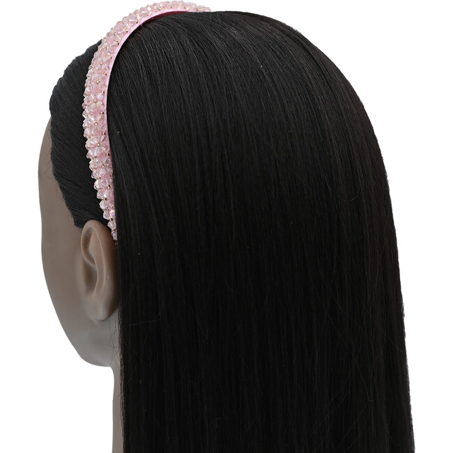Multicolored Crosscut Gemstone Headband, Pink - Headbands - 2