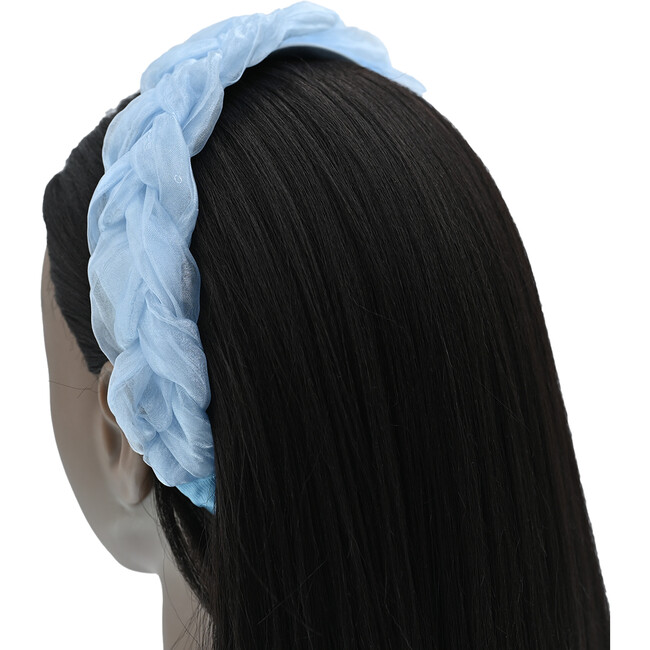 Multicolored Braided Tulle Headband, Light Blue - Headbands - 2
