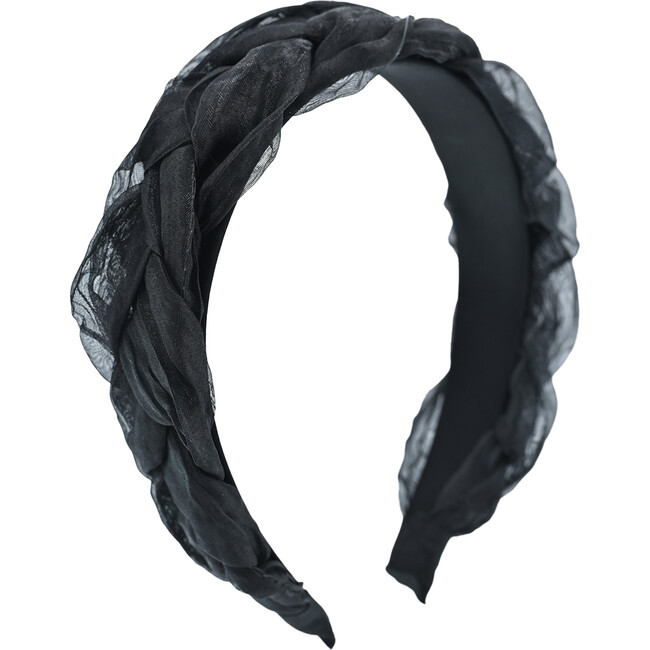 Multicolored Braided Tulle Headband, Black