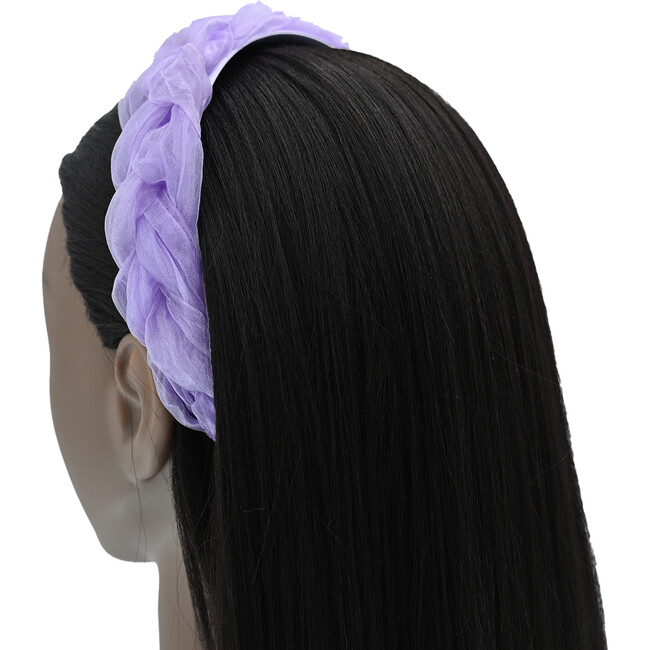 Multicolored Braided Tulle Headband, Lavender - Headbands - 2