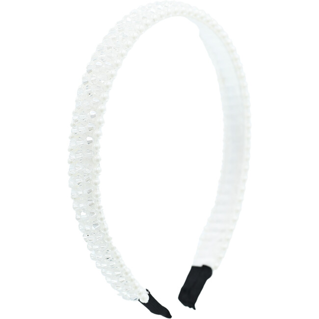 Banded Pearl Rhinestone Headband, Ivory
